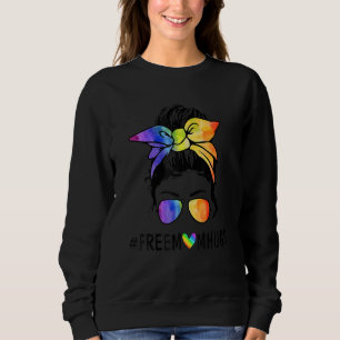 Sweatshirt Free Mom Hugs Messy Bun Lgbt Pride Rainbow pour Fa
