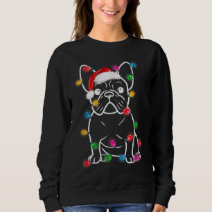 Sweatshirt French Buldog Christmas Lights Tree Décoration Xm