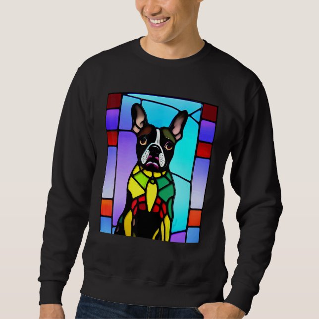 Sweatshirt French Bulldog - Colorful Stained Glass Pop Art_4 (Devant)
