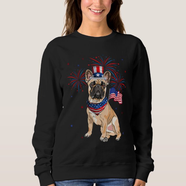 Sweatshirt French Bulldog Costume American Flag 4th Of July F (Devant)
