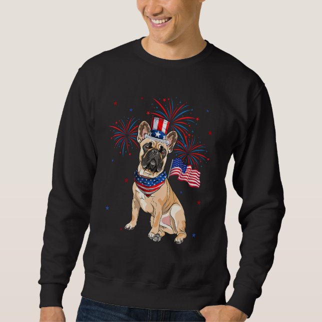 Sweatshirt French Bulldog Costume American Flag 4th Of July F (Devant)