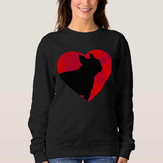 Sweatshirt French Bulldog Frenchie Heart Valentine s Day (Devant)