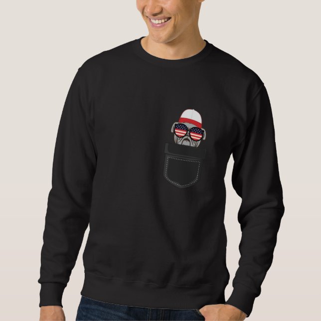 Sweatshirt French Bulldog Pocket American USA 4e (Devant)