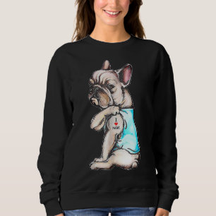 Sweatshirt French Bulldog Tattoo I Love Mom Chien Fête des mè