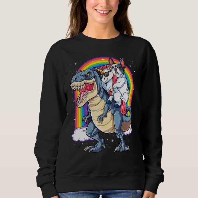 Sweatshirt French Bulldog Unicorn équitation Dinosaur T Rex G (Devant)