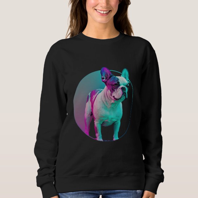 Sweatshirt French Bulldog Vaporwave Retrowave Aesthetic (Devant)