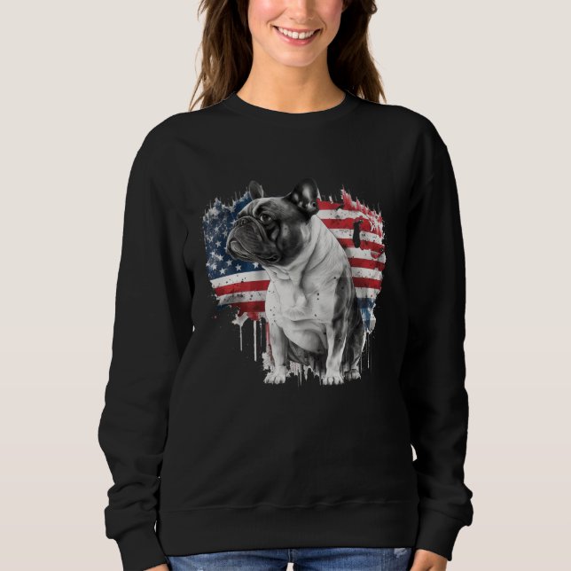 Sweatshirt French Bulldog with the American Flag  1 (Devant)