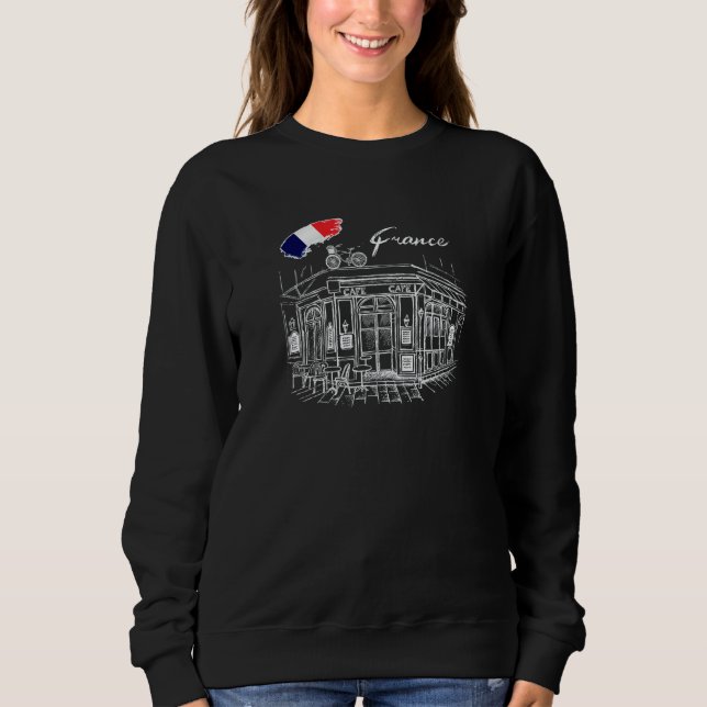Sweatshirt French Cafe Flag France Paris Parisian Bicycle Fun (Devant)