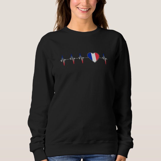 Sweatshirt French Heartbeat I Love France Flag Heart Pride (Devant)