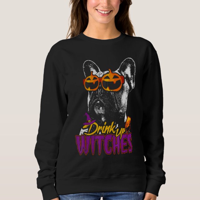 Sweatshirt Frenchie Boire des sorcières Halloween (Devant)