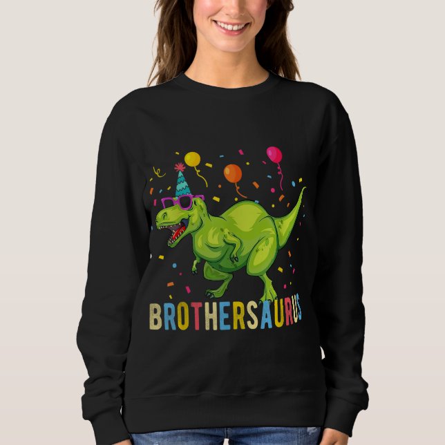 Sweatshirt Frère Anniversaire Garçon T Rex Dinosaur (Devant)