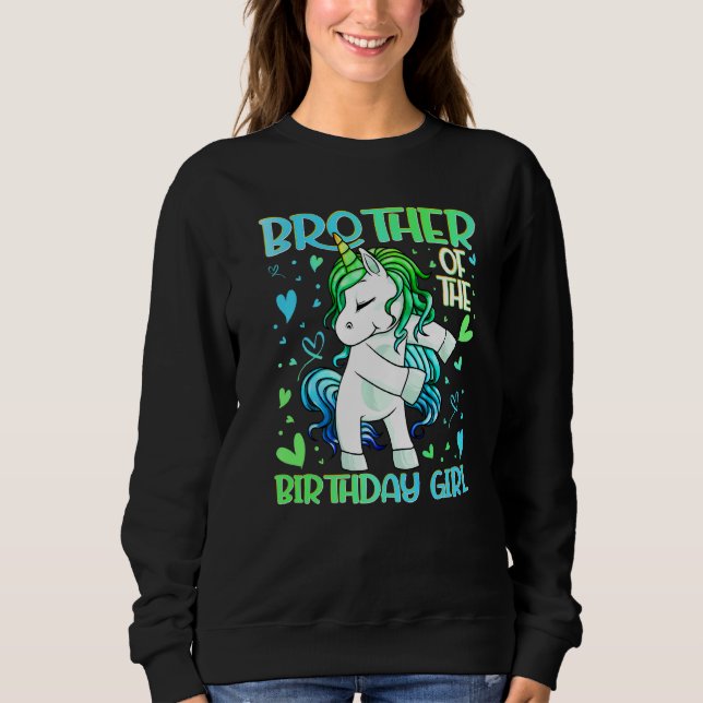 Sweatshirt Frère de la fille d'anniversaire Flossing Unicorn  (Devant)