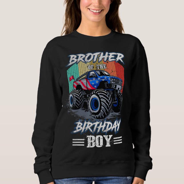Sweatshirt Frère De L'Anniversaire Garçon Monster Camion Garç (Devant)