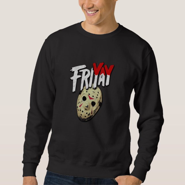 Sweatshirt FRI YAY friyay goth horror fan parody retro hockey (Devant)