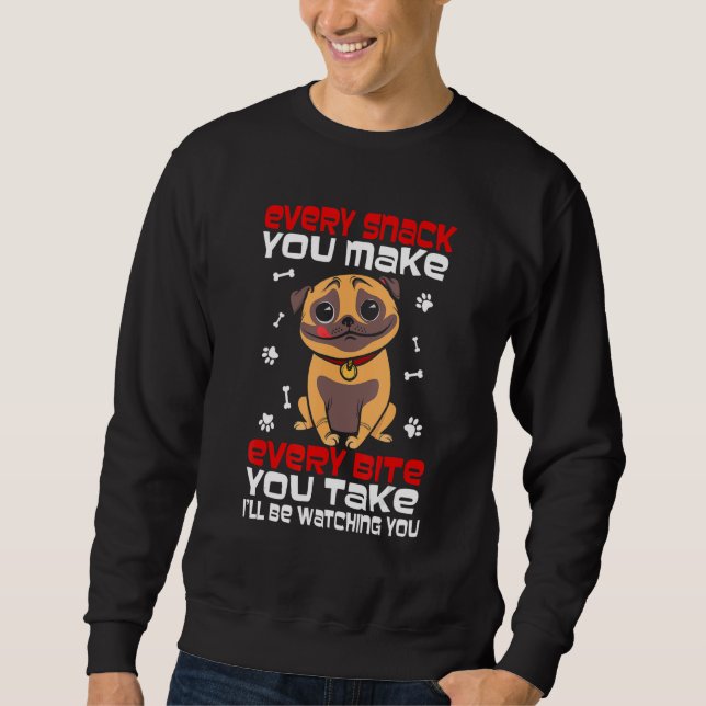 Sweatshirt Friandises pour Bull Terrier Chiens Mangeant Pug à (Devant)