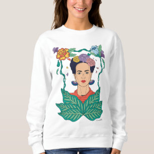 Sweatshirt Frida Kahlo Graphisme du cadre floral