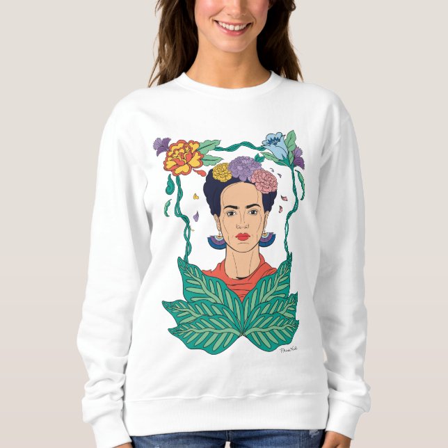 Sweatshirt Frida Kahlo Graphisme du cadre floral (Devant)
