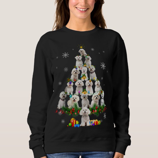 Sweatshirt Frise de Bichon Frise Noël Lumières Drôle Chien Xm (Devant)
