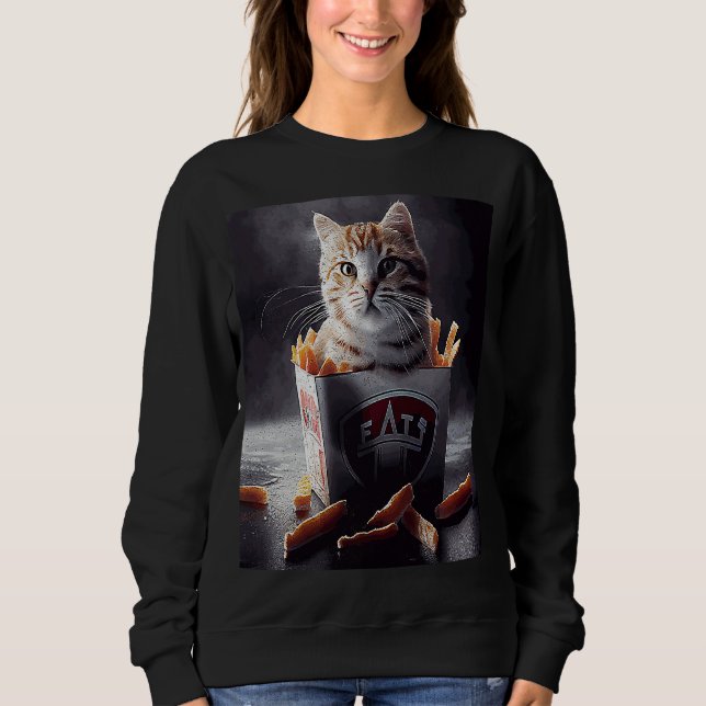Sweatshirt Frites françaises de hockey sur chat (Devant)