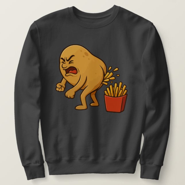 Sweatshirt Frites Françaises qui Défèquent | Drôles de Frites (Design devant)