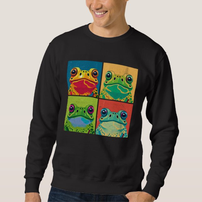 Sweatshirt Frog Pop Illustration Colorful Animal Women Men  2 (Devant)