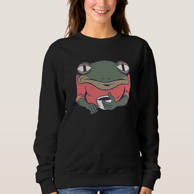 Sweatshirt Frog with Coffee Cute Frogs Drink Coffee amphibian (Devant)