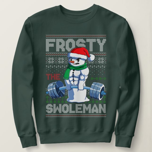 Sweatshirt Frosty Swoleman Vilain Sweater de Noël Drôle (Design devant)