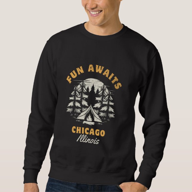 Sweatshirt Fun Await Vacation Chicago Illinois (Devant)