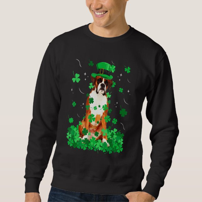 Sweatshirt Fun Boxer Chien St Patrick S Day Irlandais Shamroc (Devant)