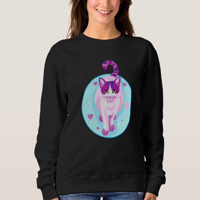 Sweatshirt Fun Chat Art Fourrure Coeur Animal (Devant)