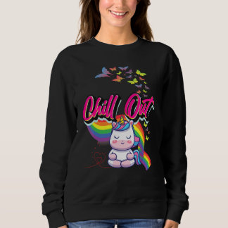 Sweatshirt Fun Chill Out Cute Unicorn Méditer Gra de méditati