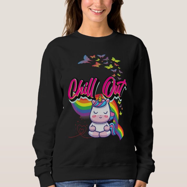 Sweatshirt Fun Chill Out Cute Unicorn Méditer Gra de méditati (Devant)