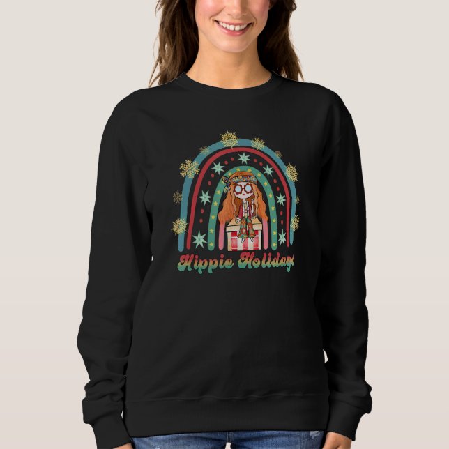 Sweatshirt Fun Christmas Have A Hippie Holidays Retro Christm (Devant)