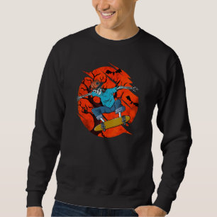 Sweatshirt Fun Éffrayant SK8R Skeleton Bats Et Black Cat Desi
