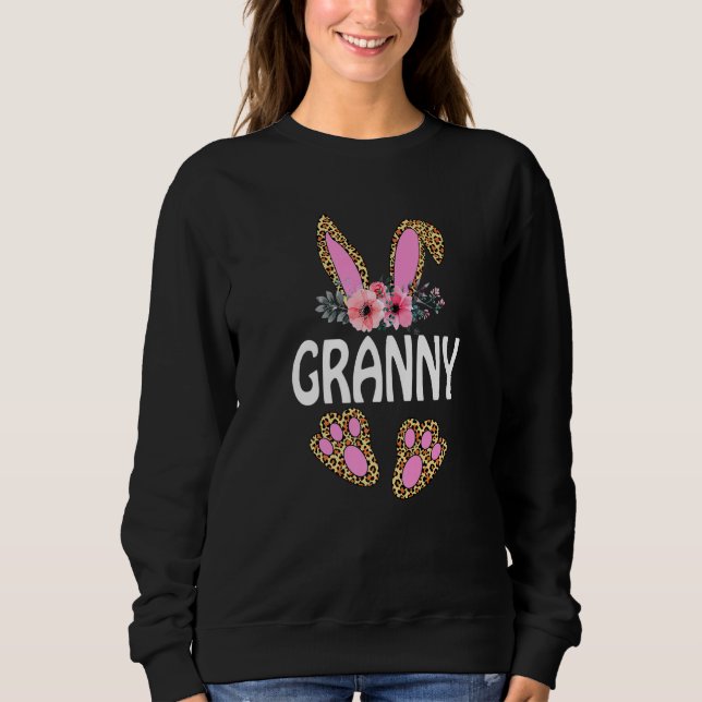 Sweatshirt Fun Flower Floral Leopard Bunny Granny Happy Easte (Devant)