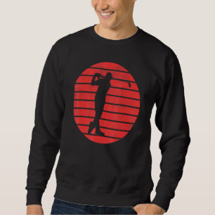Sweatshirt Fun Golf Swing Golf Club Silhouette Sur Red Su