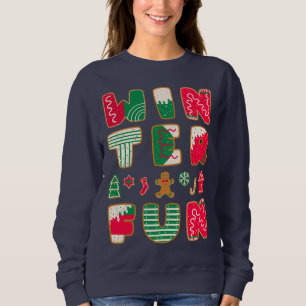 Sweatshirt Fun hiver Cookies de Noël Rouge Vert Vacances