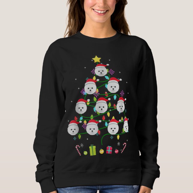 Sweatshirt Funky Bichon Frise sapin de Noël Couleur Led Light (Devant)