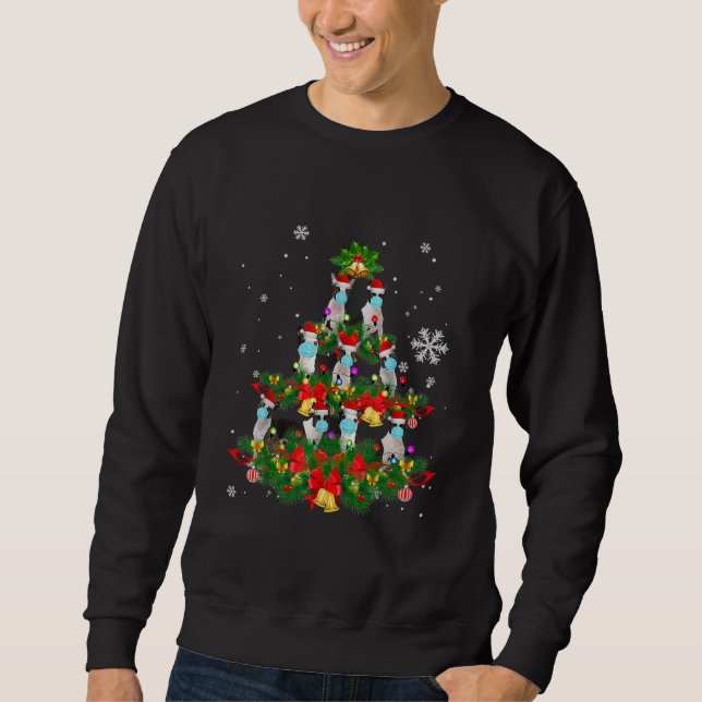Sweatshirt Funky Boston Terrier Noël Arbre Chien Masque de No (Devant)