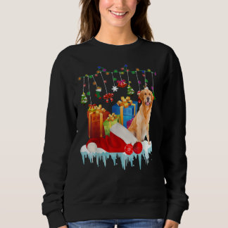 Sweatshirt Funky Golden Retriever Santa Hat lumières de Noël