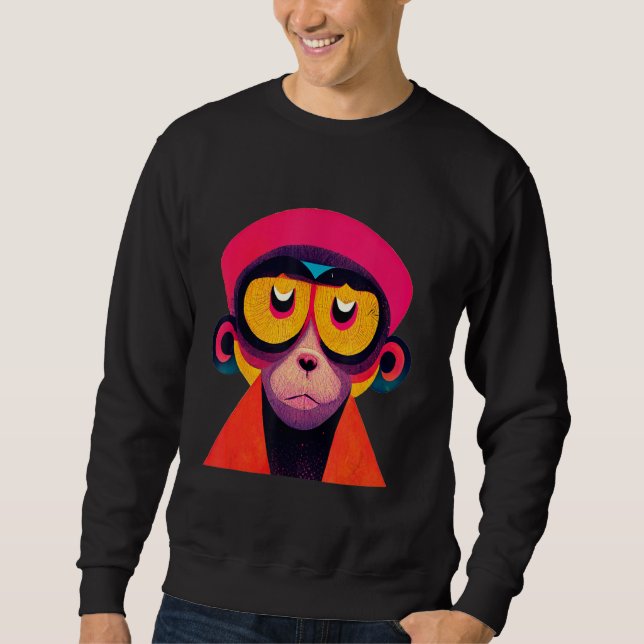 Sweatshirt Funky Munky Hipster Monkey (Devant)
