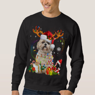 Sweatshirt Funky Shih Tzu Reindeer Noël Lumières