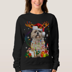 Sweatshirt Funky Shih Tzu Reindeer Noël Lumières