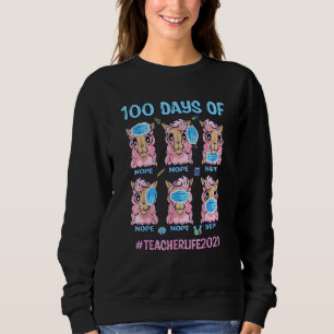 Sweatshirt Funny 100 Days of School Teacher Llama Wearing Mas