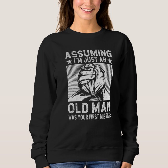 Sweatshirt Funny Arm wrestling old man arm wrestler Premium (Devant)