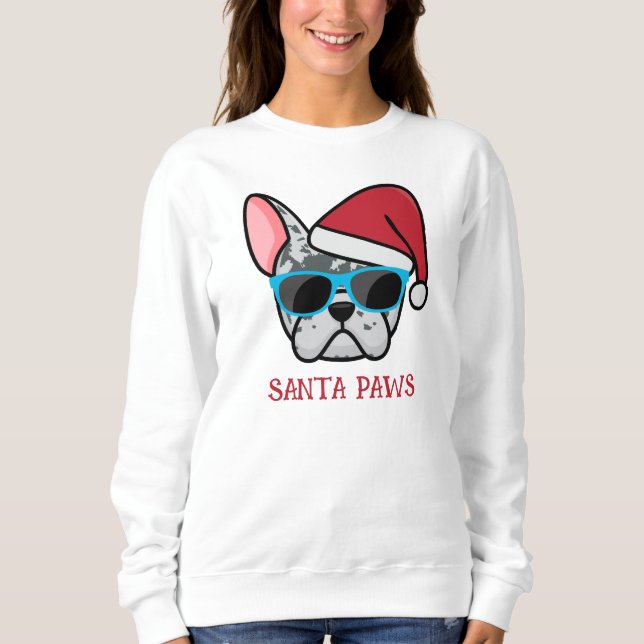 Sweatshirt Funny Blue Merle Frenchie Père Noël Paws Noël (Devant)