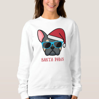 Sweatshirt Funny Blue Tan Frenchie Père Noël Paws Noël
