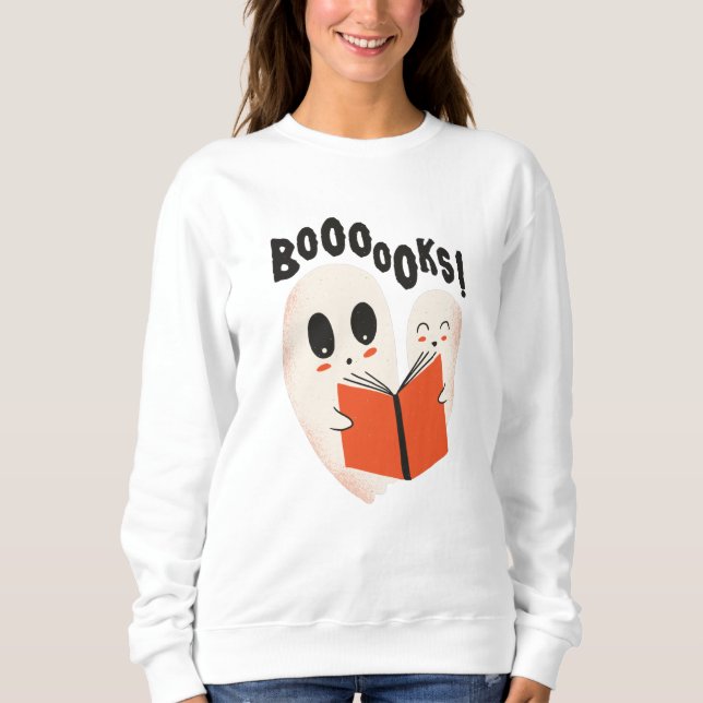 Sweatshirt Funny Bookworm Ghost Halloween Costume Booooks (Devant)