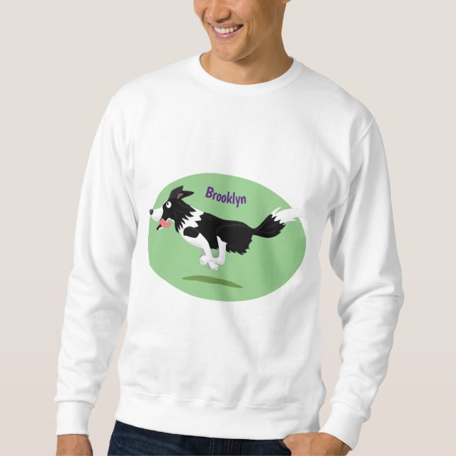 Sweatshirt Funny Border Collie chien en course dessin animé (Devant)