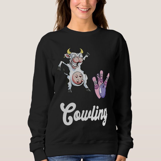 Sweatshirt Funny Bowling Bowler Cow Strike Bowling Team Bowli (Devant)